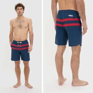 Fair Harbor Men's Red Stripe Anchor Swim Trunks Size XL 51295